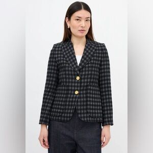 Smythe Check Portrait Neck Blazer Black Grey